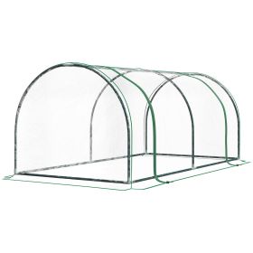 7' x 3' x 2.5' Mini Greenhouse, Portable Greenhouse Hot House with 4 Zippered Doors & PVC Cover for Outdoor Garden Lawn, Clear 7' x 3' x 2.5' Mini Greenhouse, Portable Greenhouse Hot House with 4 Zippered Doors & PVC Cover for Outdoor Garden Lawn, Clear